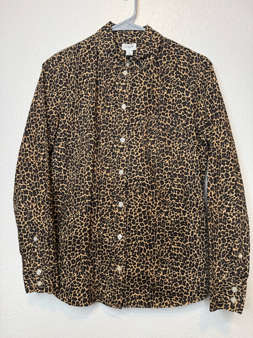 J. Crew Collar Button Up Cheetah Leopard Print Long Sleeve Size Small Mobwife